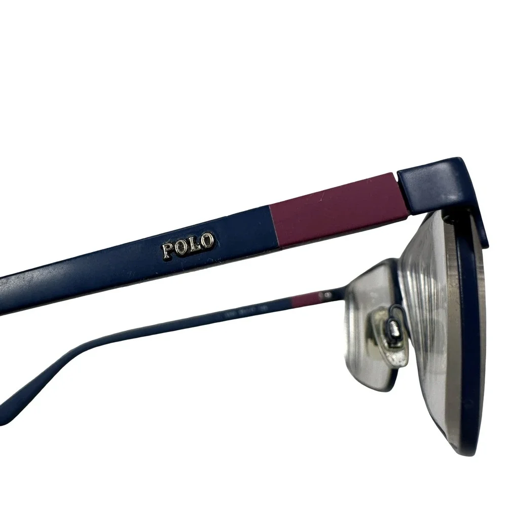 Polo‎ Ralph Lauren Men Navy Blue Burgundy 9303 Rectangular Eyeglass Frames 145